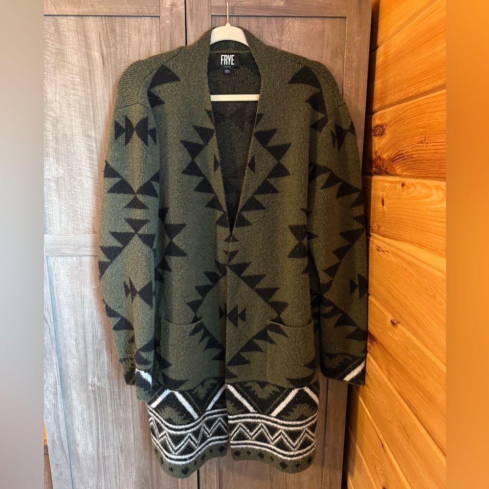 Frye Olive and Black Knit Cardigan